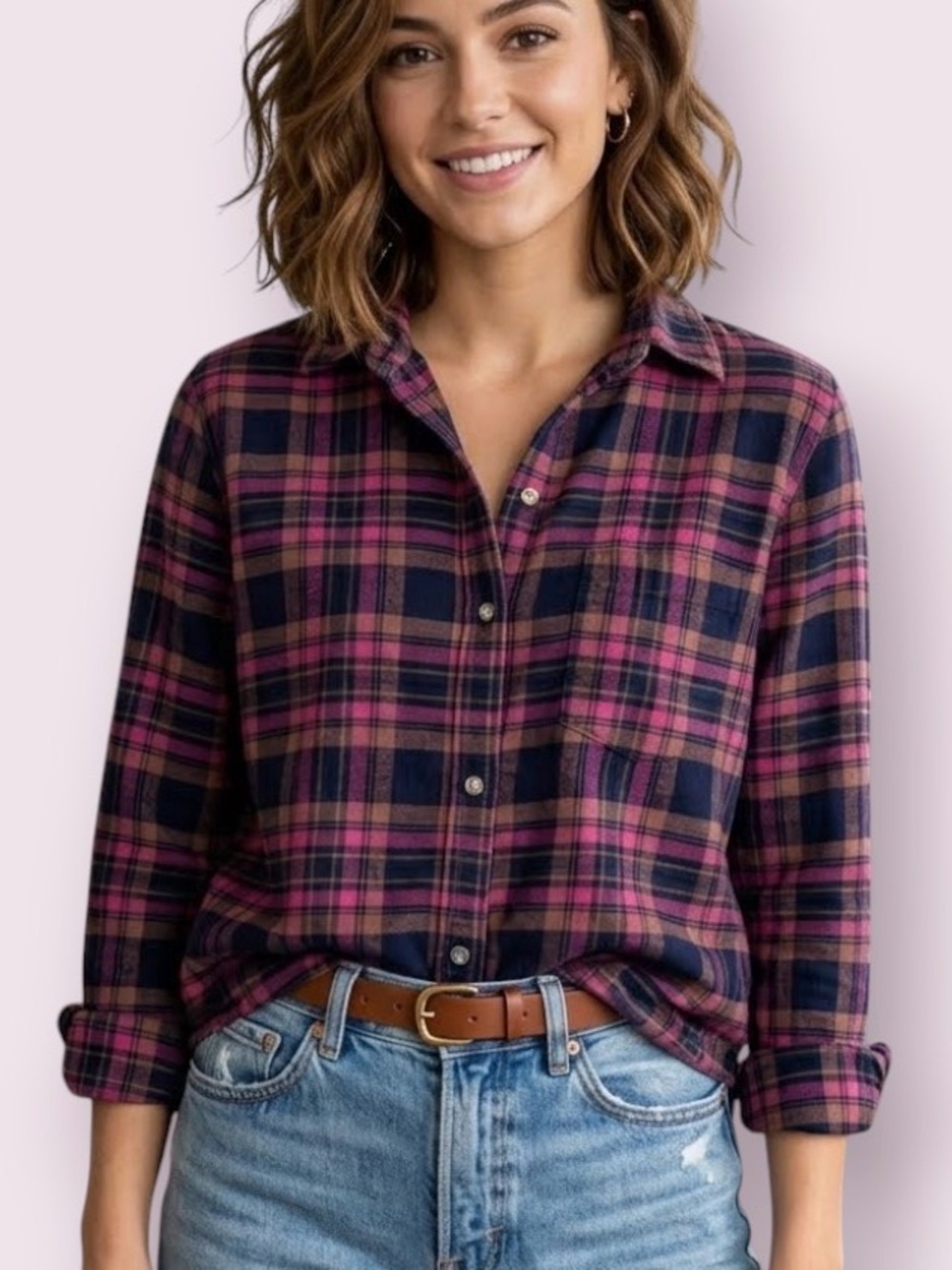 American Eagle Outfitters Ahhmazingly Soft Flannel Top Boyfriend Fit Size Small
